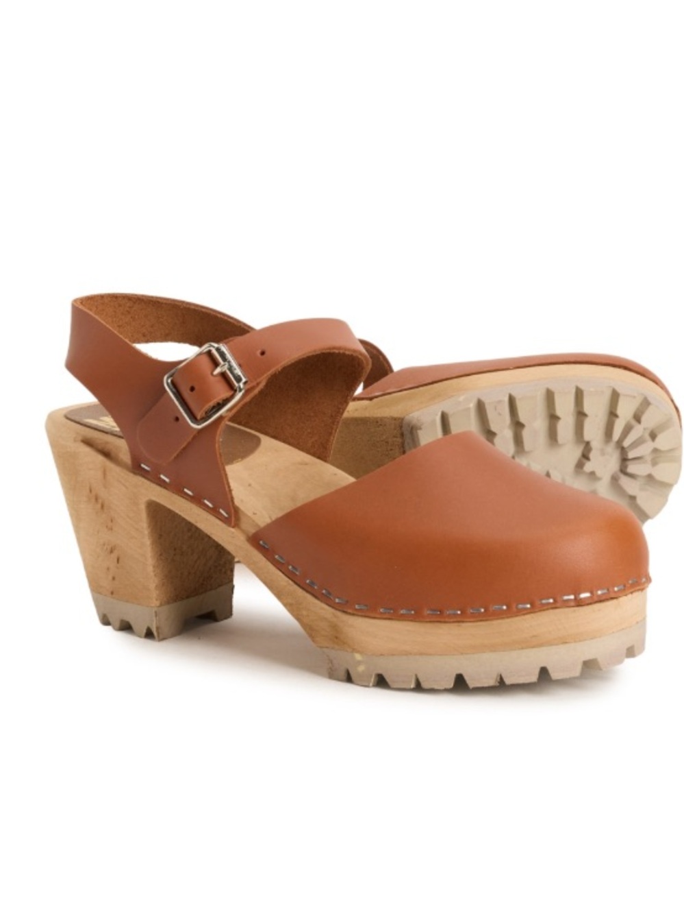 Free People Mia Abba CognacTan Leather Clog Sandals EU 38 US 8
